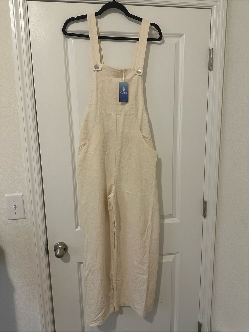 Cupshe Cream Wide-Leg Bib Overalls Jumpsuit